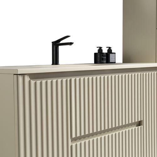 Meuble De Salle De Bain Avec Vasque 120 Cm Amande Aquavenus