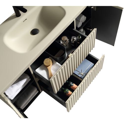 Meuble De Salle De Bain Avec Vasque 120 Cm Amande Aquavenus