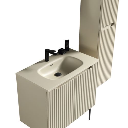 Meuble De Salle De Bain Avec Vasque 80 Cm Amande Aquavenus