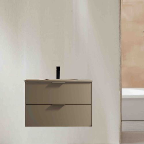 Meuble De Salle De Bain Avec Vasque Aspect Lichen 80 Cm Aquamila