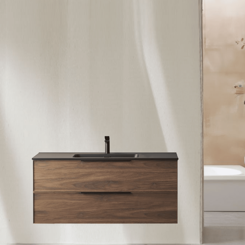 Meuble Avec Vasque Effet Noyer 100 Cm Aquasila