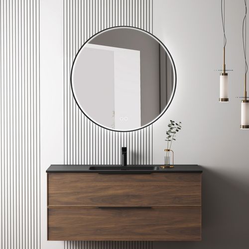 Meuble Avec Vasque Effet Noyer 100 Cm Aquasila