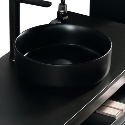 Ensemble Salle De Bain 120 Cm Noir Vasque à Poser Noir Aqualinea