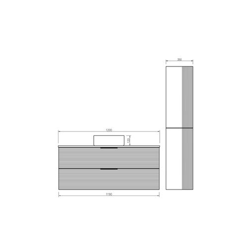 Ensemble Salle De Bain 120 Cm Chêne Clair Vasque à Poser Blanc Wave Aqualinea