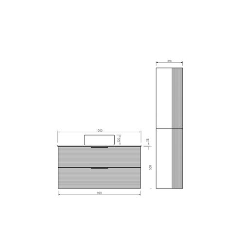 Ensemble Salle De Bain 100 Cm Chêne Clair Vasque à Poser Blanc Wave Aqualinea