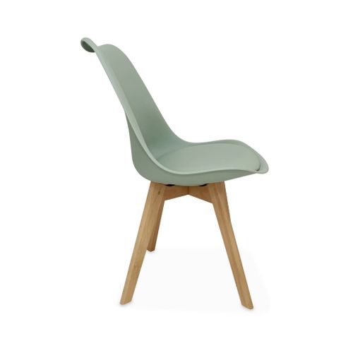 Lot De 6 Chaises Scandinaves. Pieds Bois De Hêtre. Chaises 1 Place. Vert Céladon