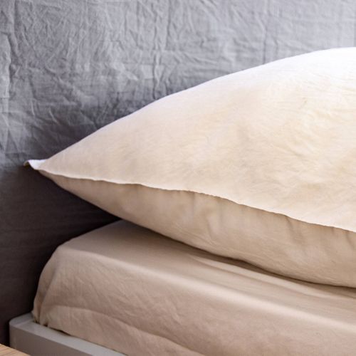 Parure De Lit En Microfibre Lavée. Sable. 240 X 220cm Pour Lit 2 Places Avec 1 Housse De Couette Et