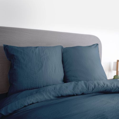 Parure De Lit En Microfibre Lavée. Bleu. 240 X 220cm Pour Lit 2 Places Avec 1 Housse De Couette Et