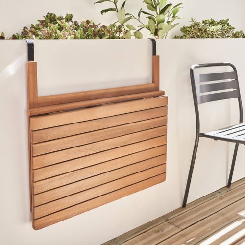 Table D'appoint En Bois Pour Balcon. Rectangulaire. Rabattable. Hauteur Ajustable