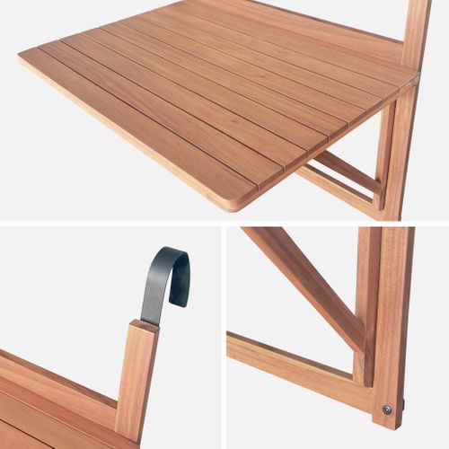 Table D'appoint En Bois Pour Balcon. Rectangulaire. Rabattable. Hauteur Ajustable