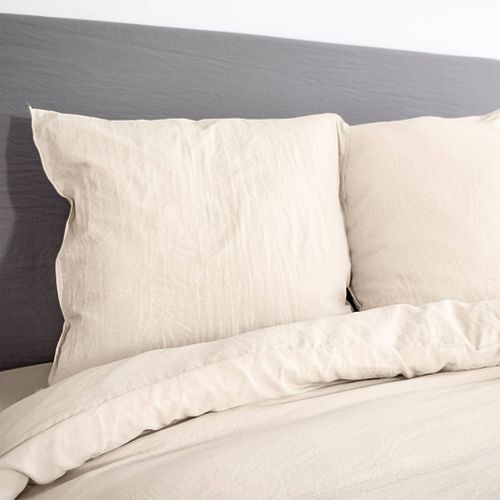 Parure De Lit En Microfibre Lavée. Sable. 260 X 240cm Pour Lit 2 Places Avec 1 Housse De Couette Et