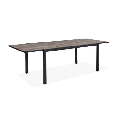 Table De Jardin Nashville Extensible 160/240cm 8 Places Plateau Effet Bois Foncé Structure