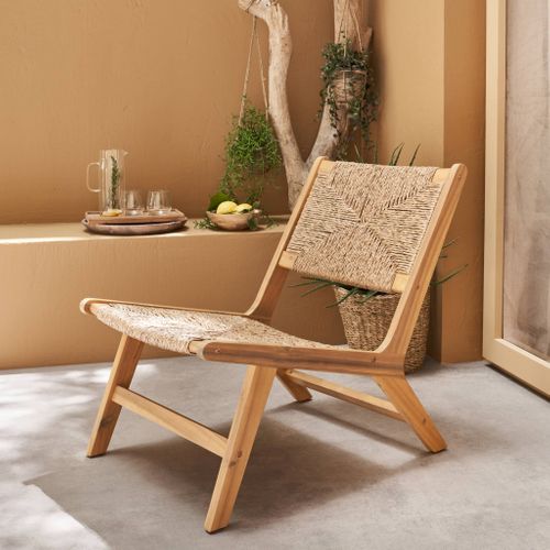 Fauteuil Relax De Jardin En Bois Et Résine Effet Paille. Intérieur / Extérieur