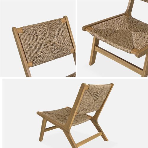 Lot De 2 Fauteuils Relax De Jardin En Bois Et Résine Effet Paille. Intérieur / Extérieur