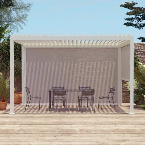 Store Blanc Pour Pergola Bioclimatique – Triomphe – 3x4 M. Aluminium Et Textilène