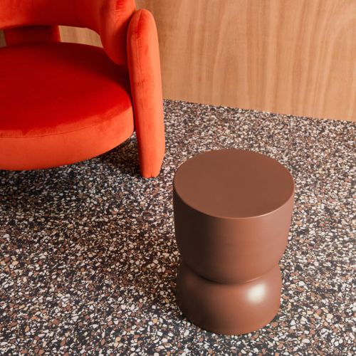 Table D'appoint. Bout De Canapé. Table De Chevet En Métal. Terracotta Madi D.32 X H 42cm