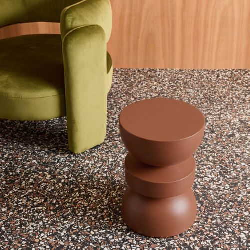 Table D'appoint. Bout De Canapé. Table De Chevet En Métal. Terracotta. Assa. D.32 X H 43.5cm