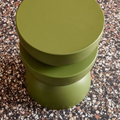 Table D'appoint. Bout De Canapé. Table De Chevet En Métal. Vert Kaki. Coumba. D.32 X H 46.5cm