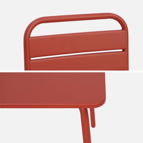 Table De Jardin Enfant Métal + 2 Assises Terracotta Anna. 48x48cm