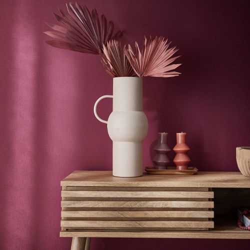 Console Scandinave Décor Bois Avec 1 Porte Coulissante Rainurée 2 Niches De Rangement