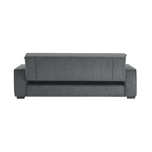Canapé Convertible 3 Places Gris Foncé Velours Côtelé L 231 X P 96.5 X H 80cm