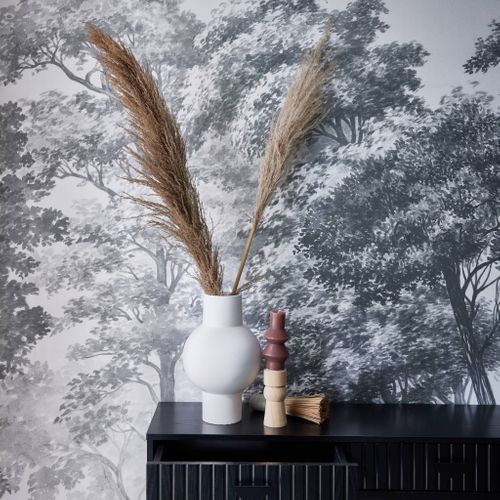 Console 2 Tiroirs Effet Bois Rainuré Noir. Pieds Métal Noir