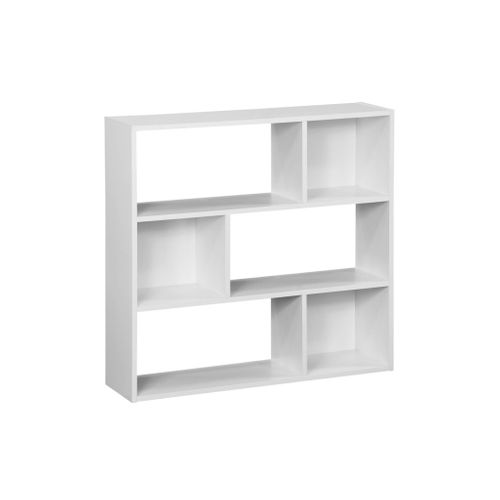 Etagère Bibliothèque Blanche Pieter 3 Étagères 6 Compartiments De Rangement