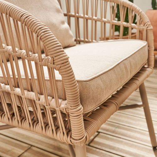 Salon De Jardin En Corde Et Acier. Table Plateau En Zinc. 4 Places