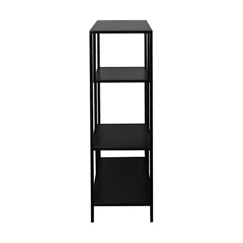 Etagère Bibliothèque Noir En Métal Noir Asymétrique 4 Niveaux Industrielle  L 69 X P 33 X H 113.5cm
