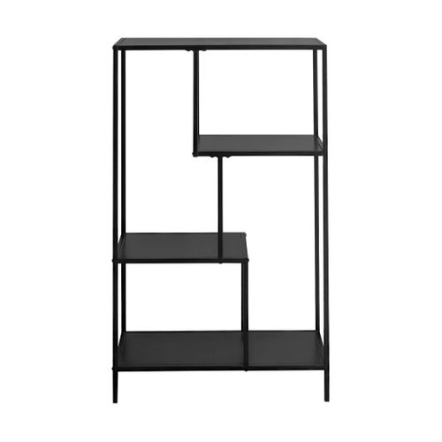 Etagère Bibliothèque Noir En Métal Noir Asymétrique 4 Niveaux Industrielle  L 69 X P 33 X H 113.5cm
