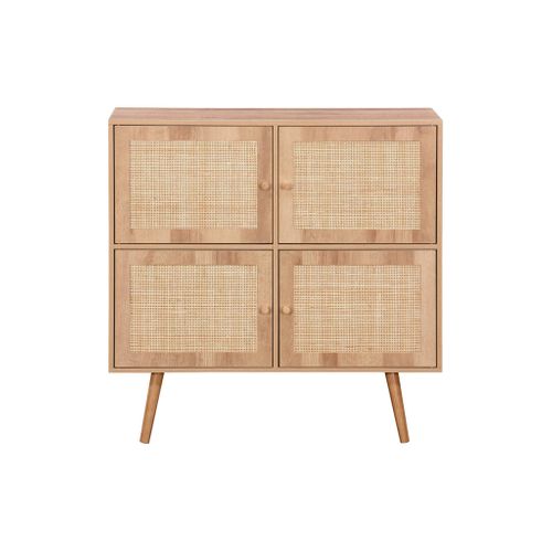 Commode Enfant Effet Bois 4 Portes En Cannage