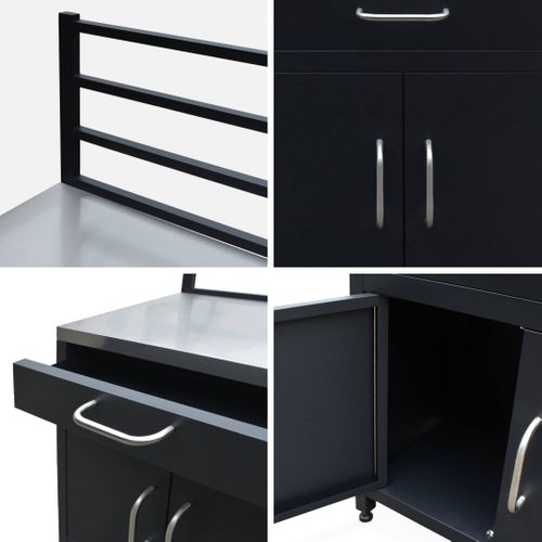 Meuble De Cuisine Extérieure En Acier Avec 1 Tiroir Et 1 Porte Et 1 Grille De Suspension L80