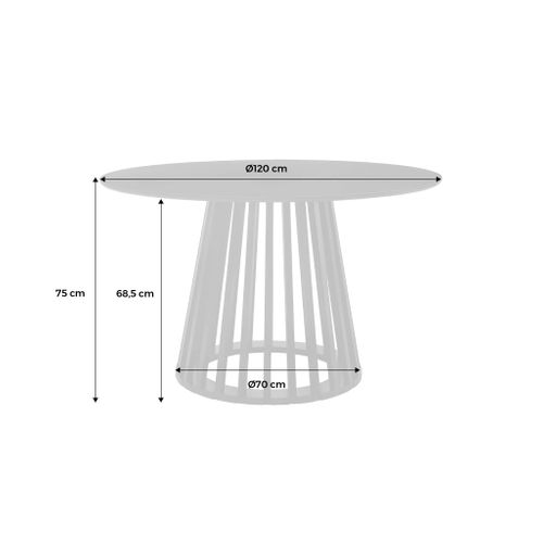Table à Manger Effet Bois Noyer. Pieds Bois De Sapin 4 Places Ø120cm