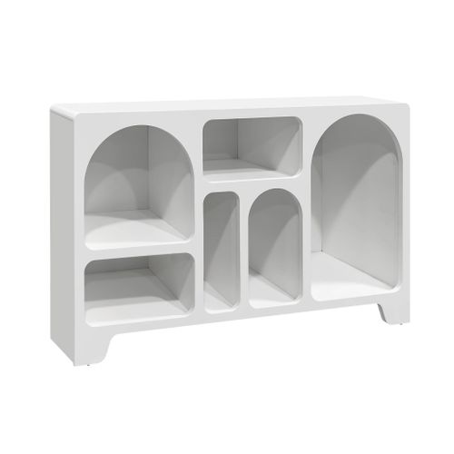 Buffet Organique Plusieurs Niches 6 Compartiments. Buffet Bas. Effet Bois Blanc 120cm