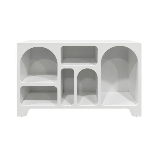 Buffet Organique Plusieurs Niches 6 Compartiments. Buffet Bas. Effet Bois Blanc 120cm