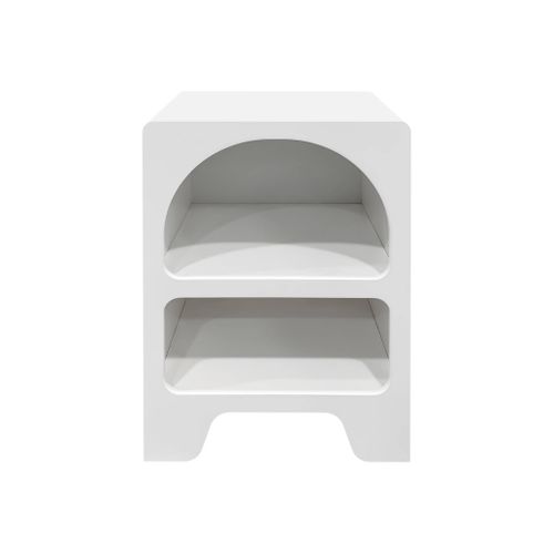 Table De Chevet Organique Effet Bois Blanc. Plusieurs Niches 2 Compartiments De Rangement
