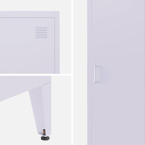 Armoire Chambre En Acier Lilas 4 Espaces De Rangement. Casier