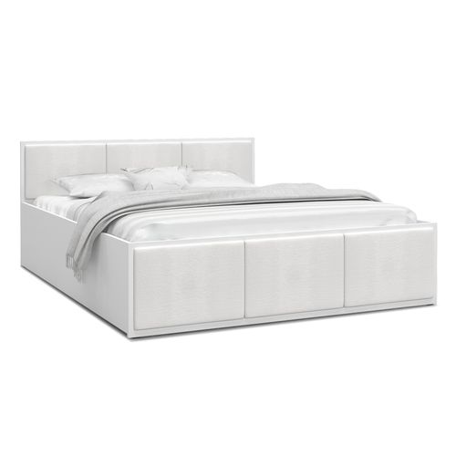 Lit Coffre Barcelona 160 X 200 Cm Avec Sommier à Lattes Relevable Blanc