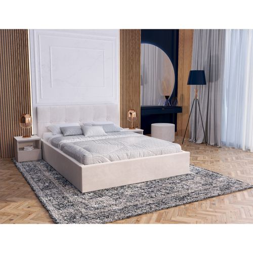 Lit Coffre Vegas 160 X 200 Cm Avec Sommier à Lattes Relevable Beige
