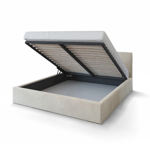 Lit Coffre Vegas 160 X 200 Cm Avec Sommier à Lattes Relevable Beige