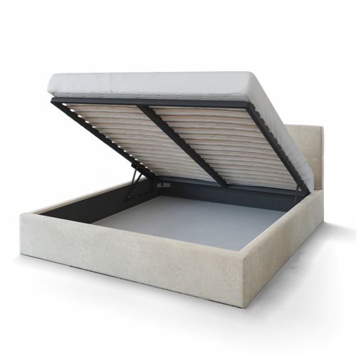 Lit Coffre Vegas 140 X 190 Cm Avec Sommier à Lattes Relevable Beige