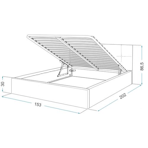 Lit Coffre Vegas 140 X 190 Cm Avec Sommier à Lattes Relevable Beige