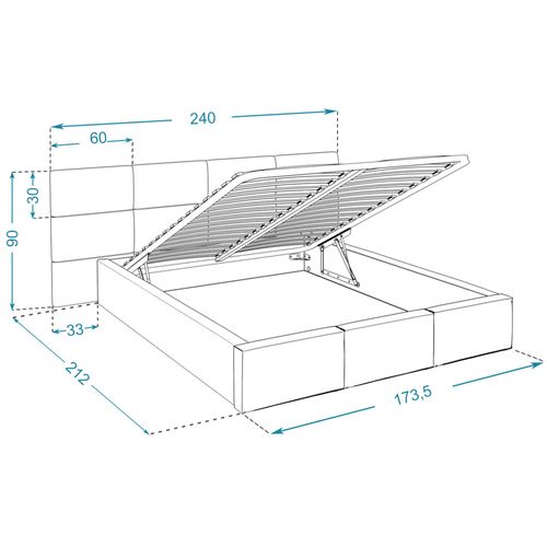 Lit Coffre Miami 160 X 200 Cm Avec Sommier à Lattes Relevable Gris Foncé