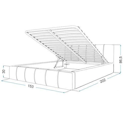 Lit Coffre Atlanta 140 X 190 Cm Avec Sommier à Lattes Relevable Gris Clair