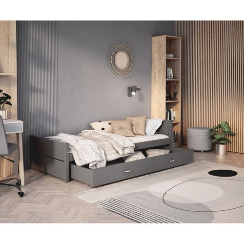 Lit Enfant  Simon 90x200 Cm -  1 Sommier Et Tiroir Inclus Gris