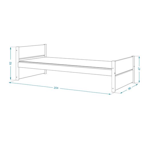Lit Enfant  Simon 90x200 Cm -  1 Sommier Et Tiroir Inclus Gris