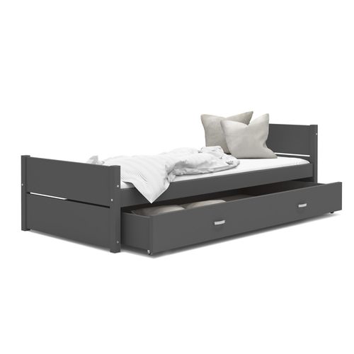 Lit Enfant  Simon 90x200 Cm -  1 Sommier Et Tiroir Inclus Gris