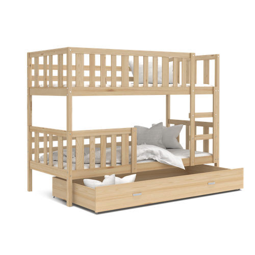 Lit  Superposé Enfant Nemo 90x190 Cm -  2 Sommiers Et Tiroir Inclus Pin