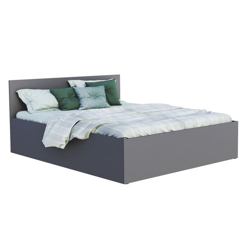 Lit Coffre Paris 140 X 200 Cm Avec Sommier à Lattes Relevable Gris