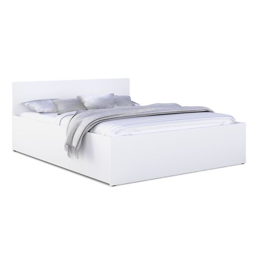 Lit Coffre Paris 140 X 200 Cm Avec Sommier à Lattes Relevable Blanc